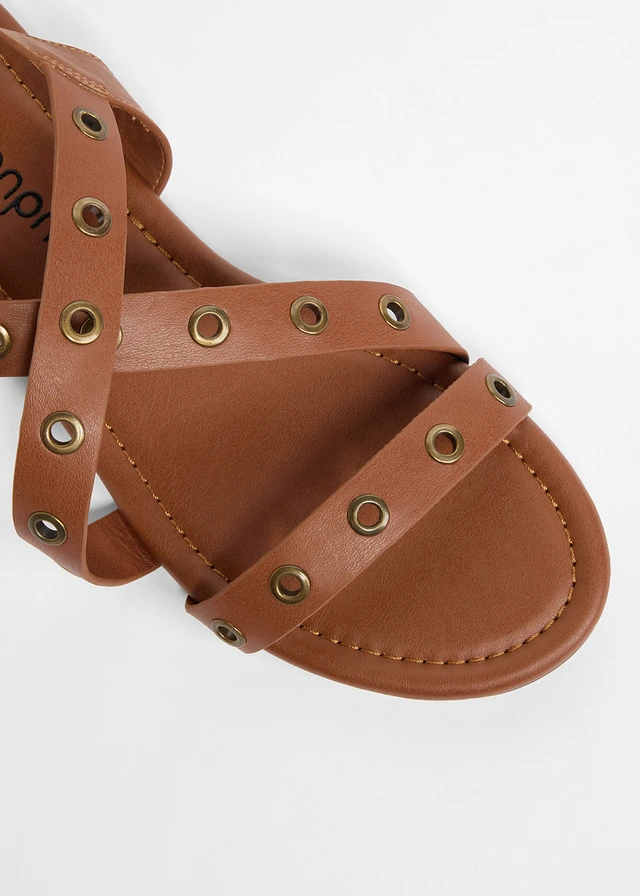 Sandalen met oogjes, Kleur: bruin