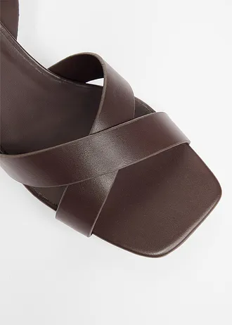 Sandaletten met een blokhak, Kleur: donkerbruin