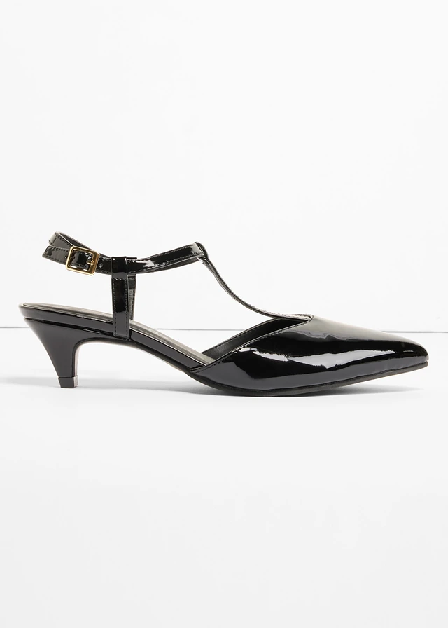 Pumps met gesp in laklook, Kleur: zwart