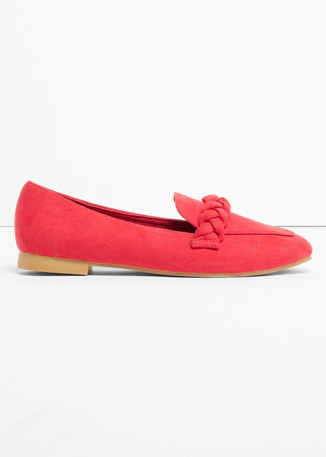 Mocassins à détail tressé, Couleur: rouge