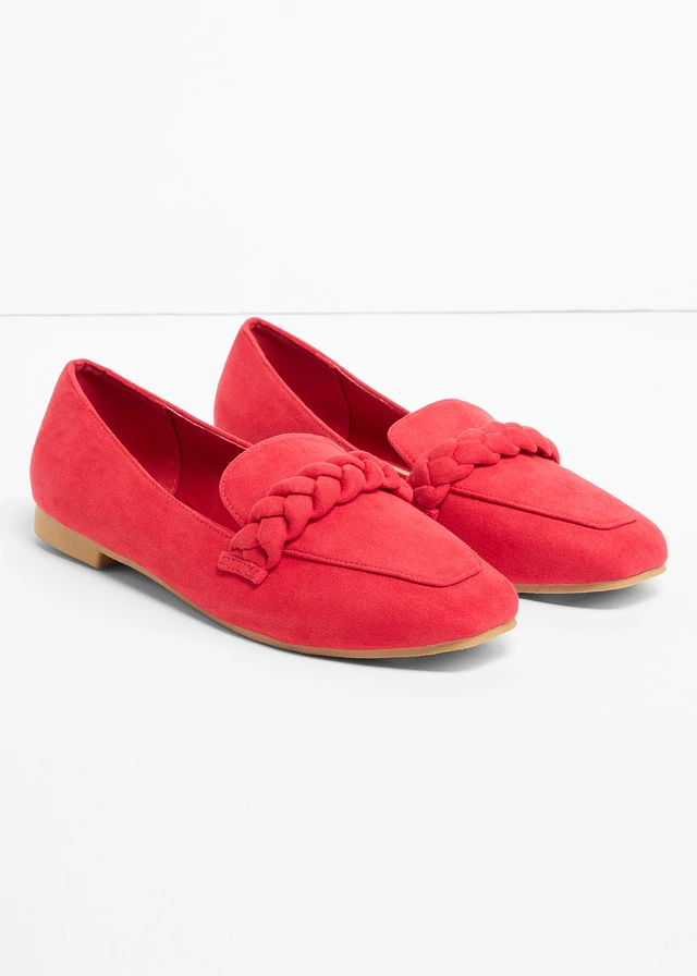 Mocassins à détail tressé, Couleur: rouge