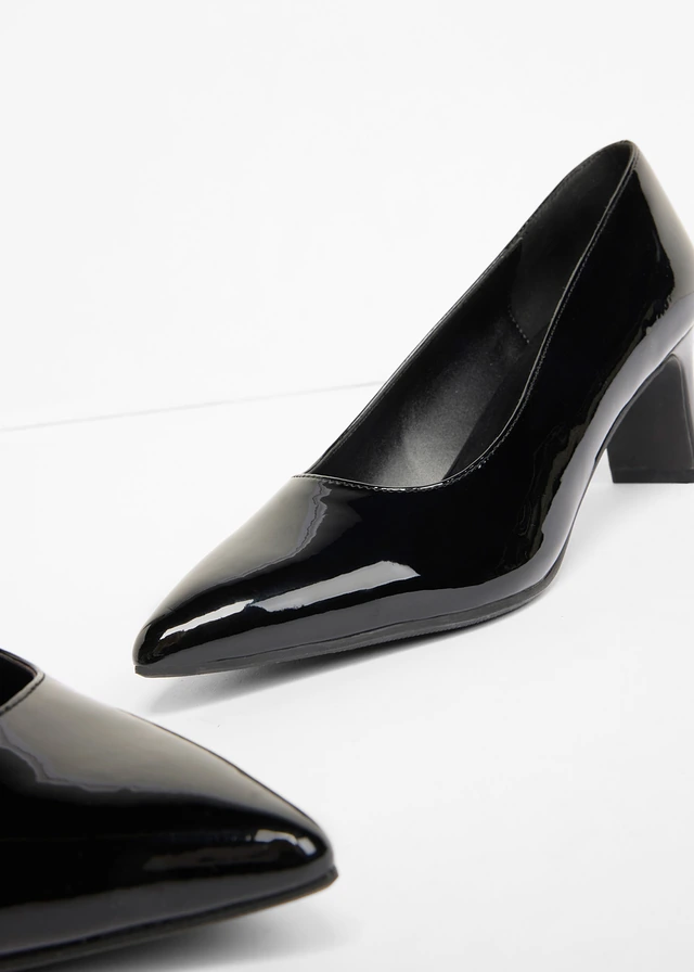 Pumps met laklook, Kleur: zwart