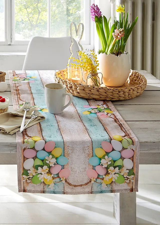 Tafelloper met paasmotieven, Kleur: roze-meerkleurig