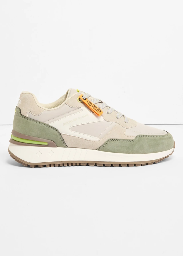Dockers by Gerli Sneaker met mesh-inzetstukken, Kleur: grijs-kaki