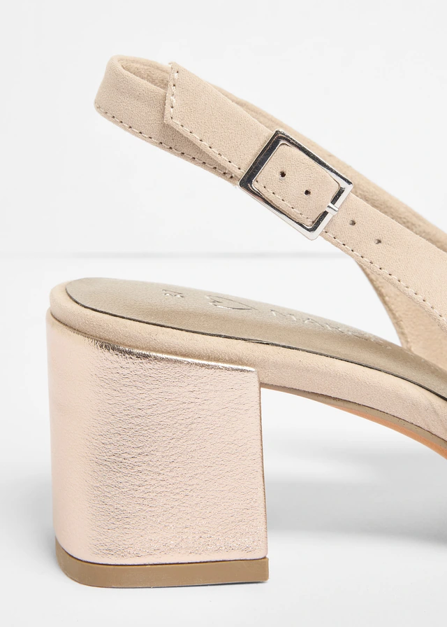 Escarpins slingback Marco Tozzi à talon carré • beige doré • product-page.page-title-suffix