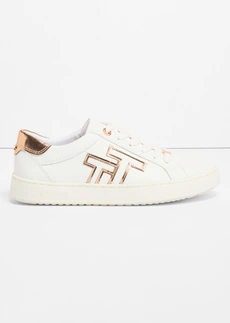 Sneakers van Tom Tailor met metallic details, Kleur: wit/roségoud