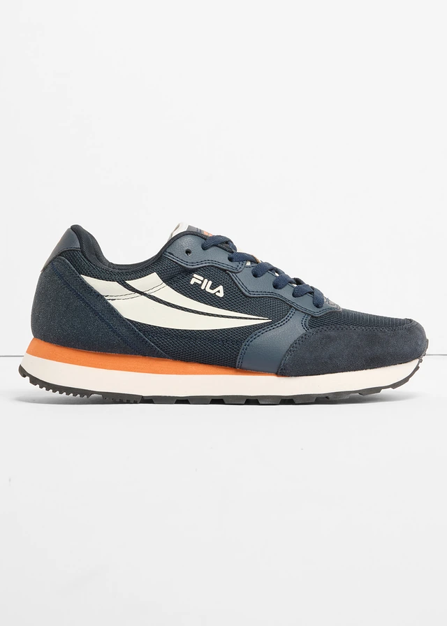 Fila sneakers van zacht materiaal, Kleur: navy-oranje