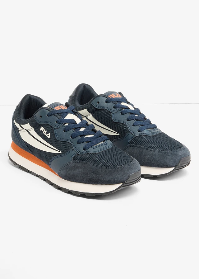 Fila sneakers van zacht materiaal, Kleur: navy-oranje