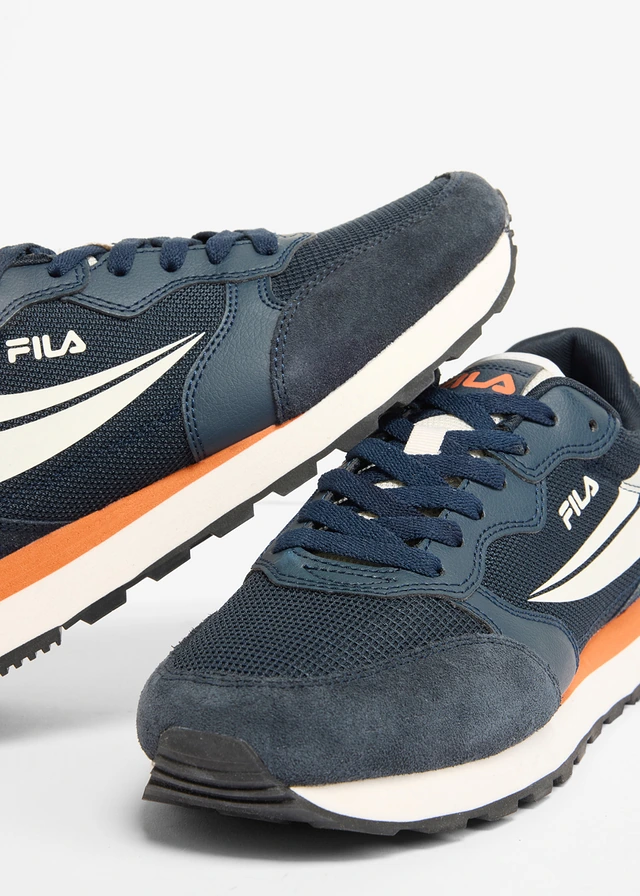 Fila sneakers van zacht materiaal, Kleur: navy-oranje