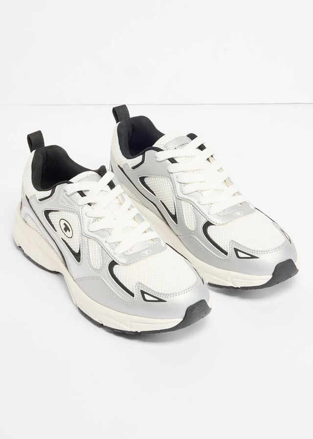 Tom Tailor sneakers met een lichte loopzool, Kleur: wit-zilverkleur