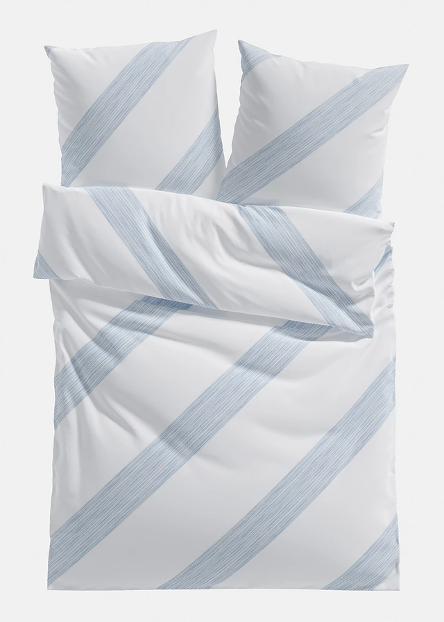 Parure de lit en linon, Couleur: blanc/bleu clair