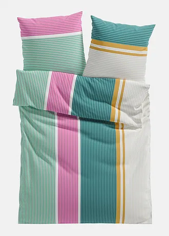 Dekbedovertrek in een katoenmix • groen-pink • bonprix online shop
