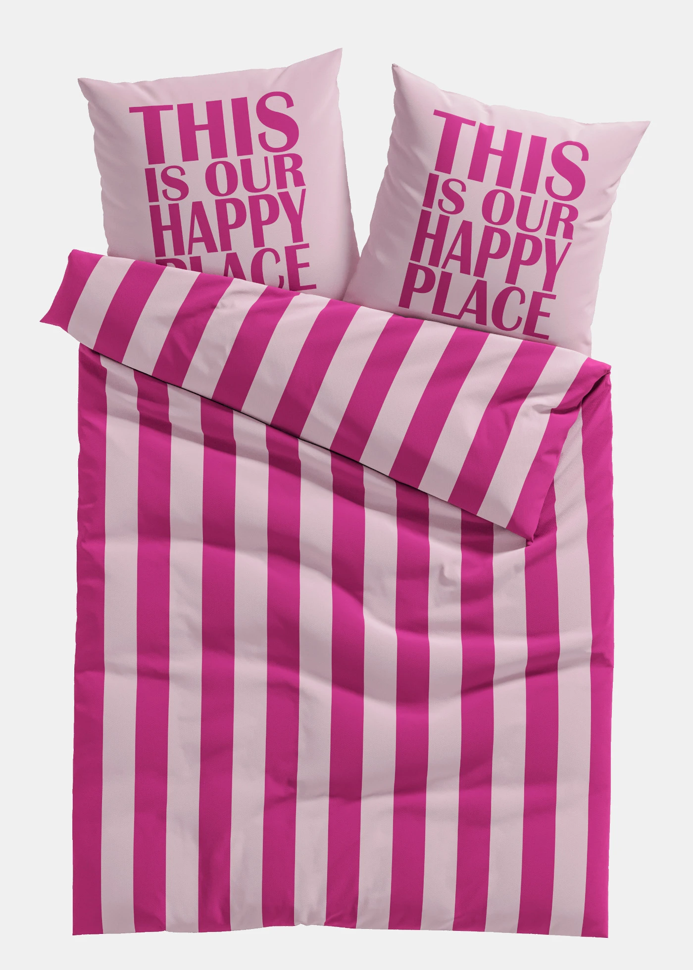 Parure de lit avec message • rose/magenta rayé • Boutique bonprix