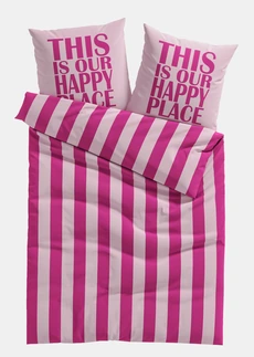 Ágyneműhuzat felirattal • rózsaszín/pink csíkos • bonprix áruház