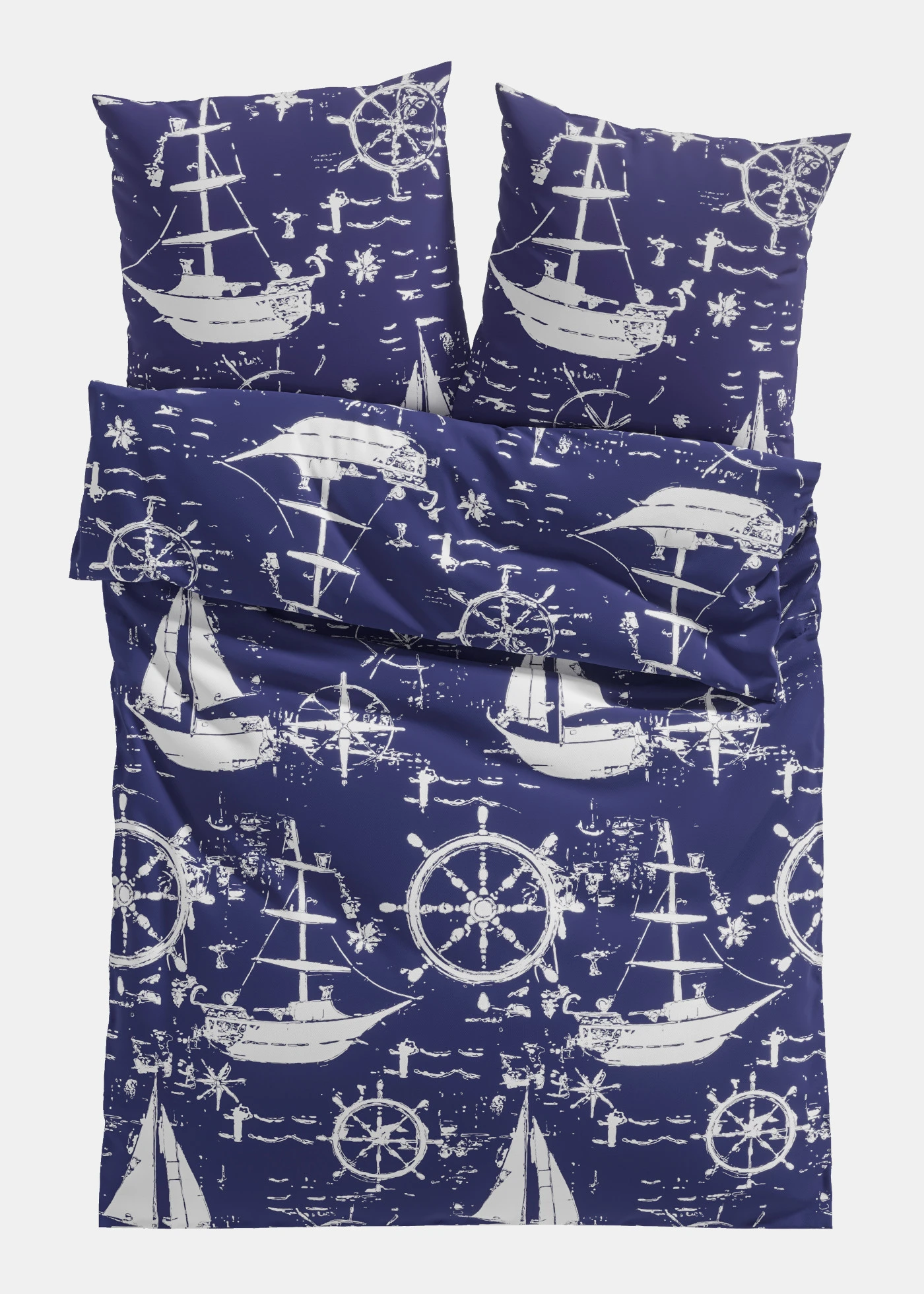 Linon dekbedovertrek • blauw/wit • bonprix online shop