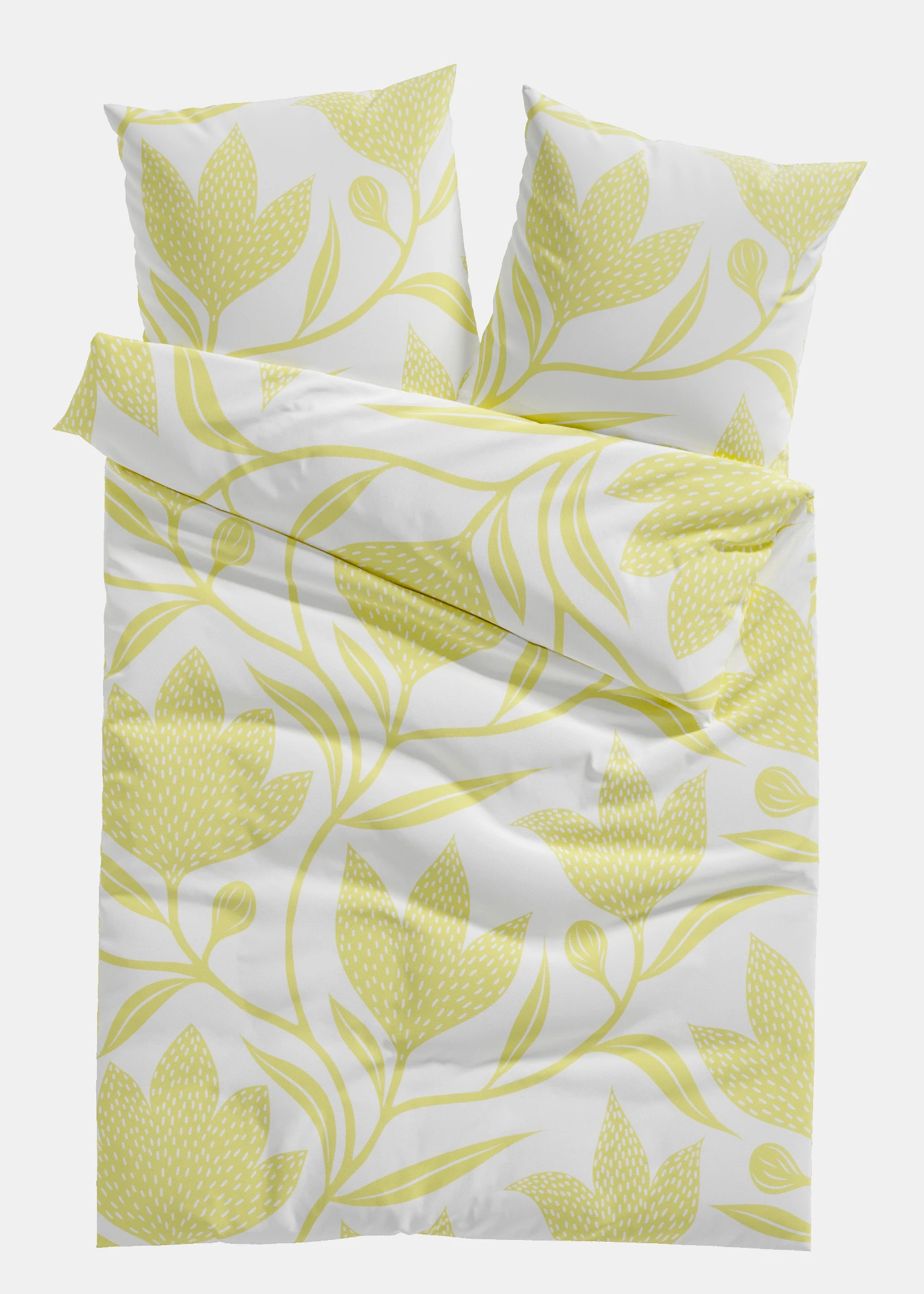 Parure de lit en coton mélangé • blanc-jaune • Boutique bonprix