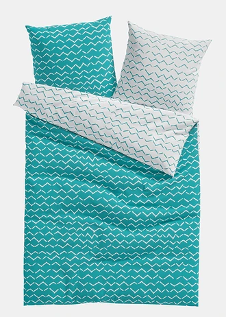 Parure de lit réversible en coton mélangé • turquoise • Boutique bonprix