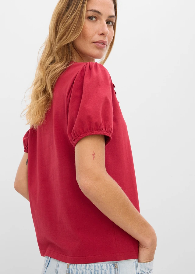 Shirt van elastisch katoen • kersenrood • product-page.page-title-suffix