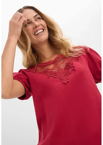T-shirt en coton extensible • rouge cerise • Boutique bonprix