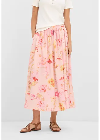 Fustă maxi din crep vaporos, culoare: roz-pink floral