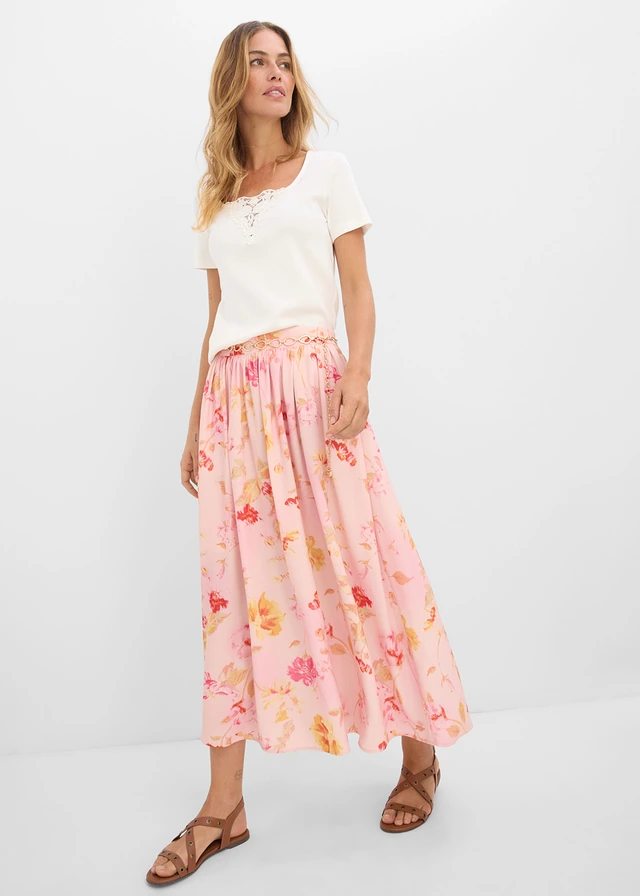 Maxi rok van luchtige crêpe goudkleurig