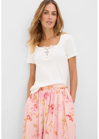 Fustă maxi din crep vaporos • roz-pink floral • magazin bonprix