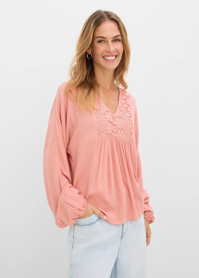 Tuniek van fijne viscose, Kleur: poederbruin