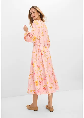 Midi ruha puha viszkóz keverékből • rózsaszín-pink virágmintás • bonprix áruház