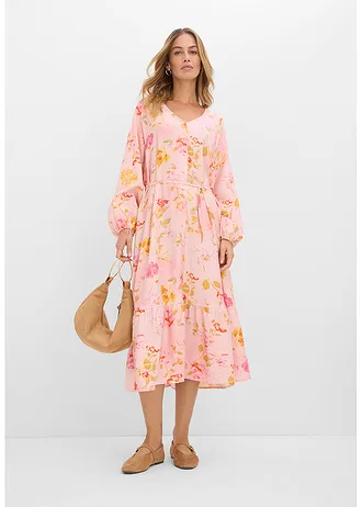 Robe midi douce, Couleur: rose/fuchsia floral