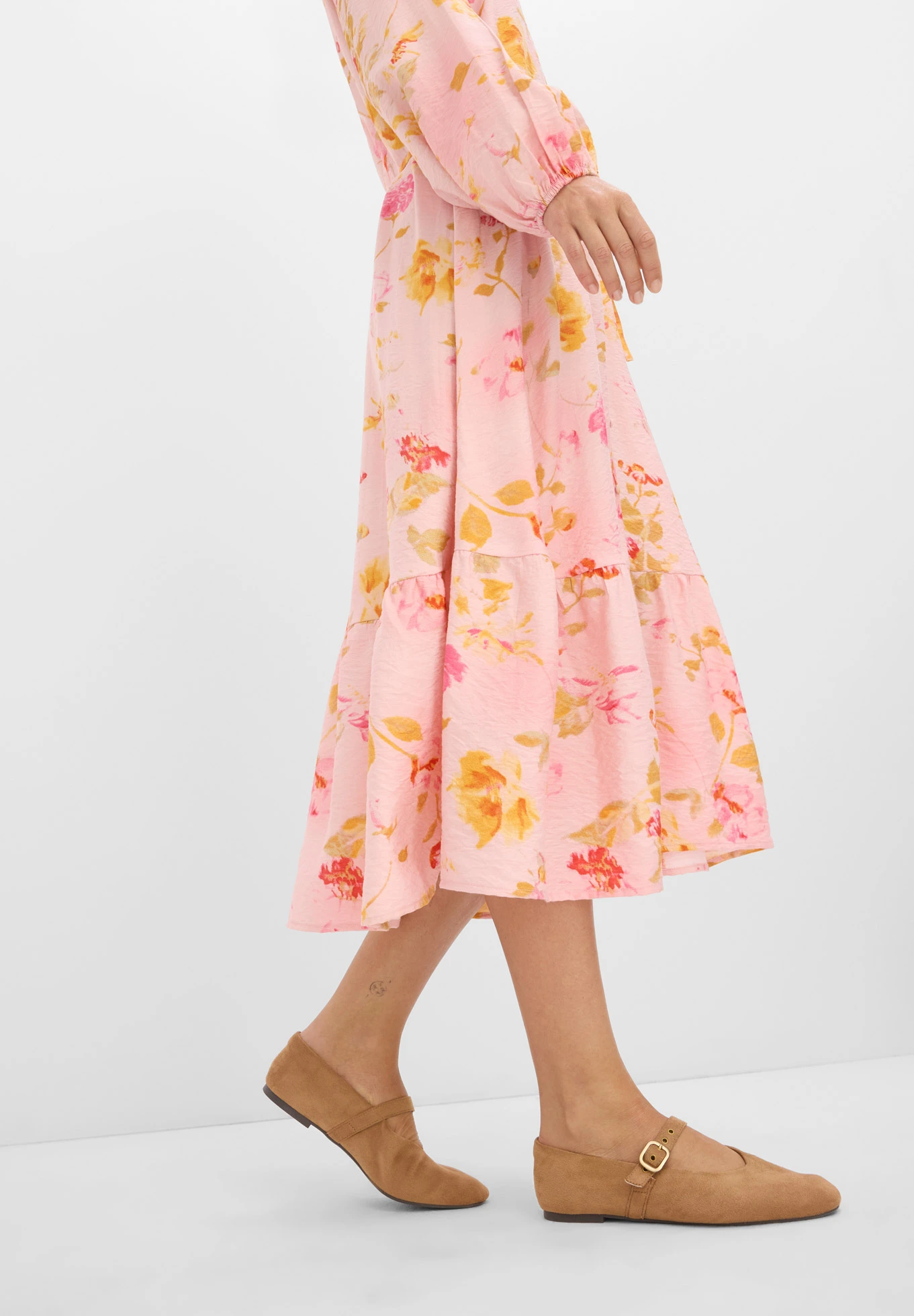 Midi jurk van zachte viscose-mix • roze-pink gebloemd • bonprix online shop