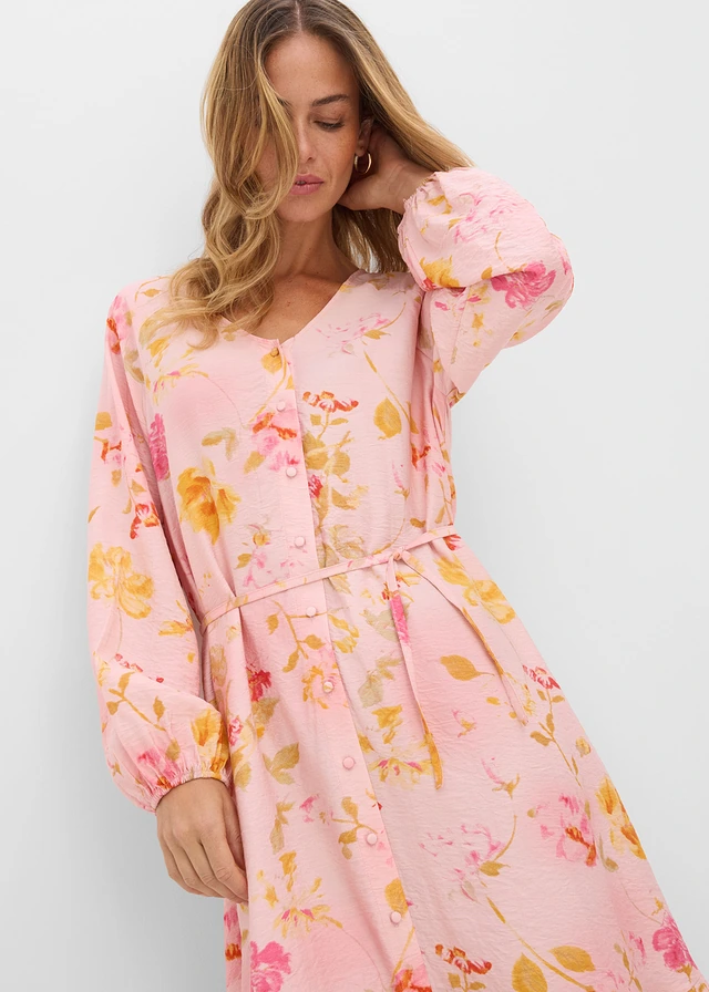 Midi jurk van zachte viscose-mix • roze-pink gebloemd • product-page.page-title-suffix