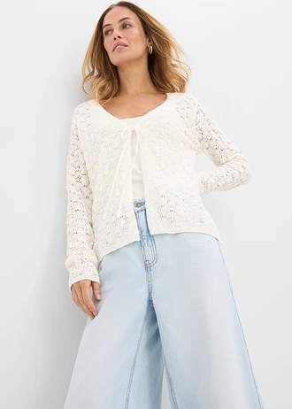 Ajour vest van puur katoen • wolwit • bonprix online shop