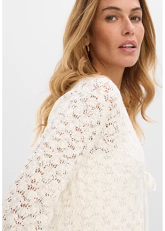 Gilet en maille ajourée 100% coton • écru • Boutique bonprix