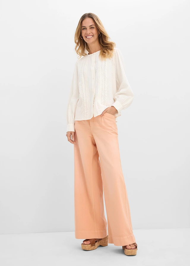 Blouse van stevige popeline, Kleur: wolwit