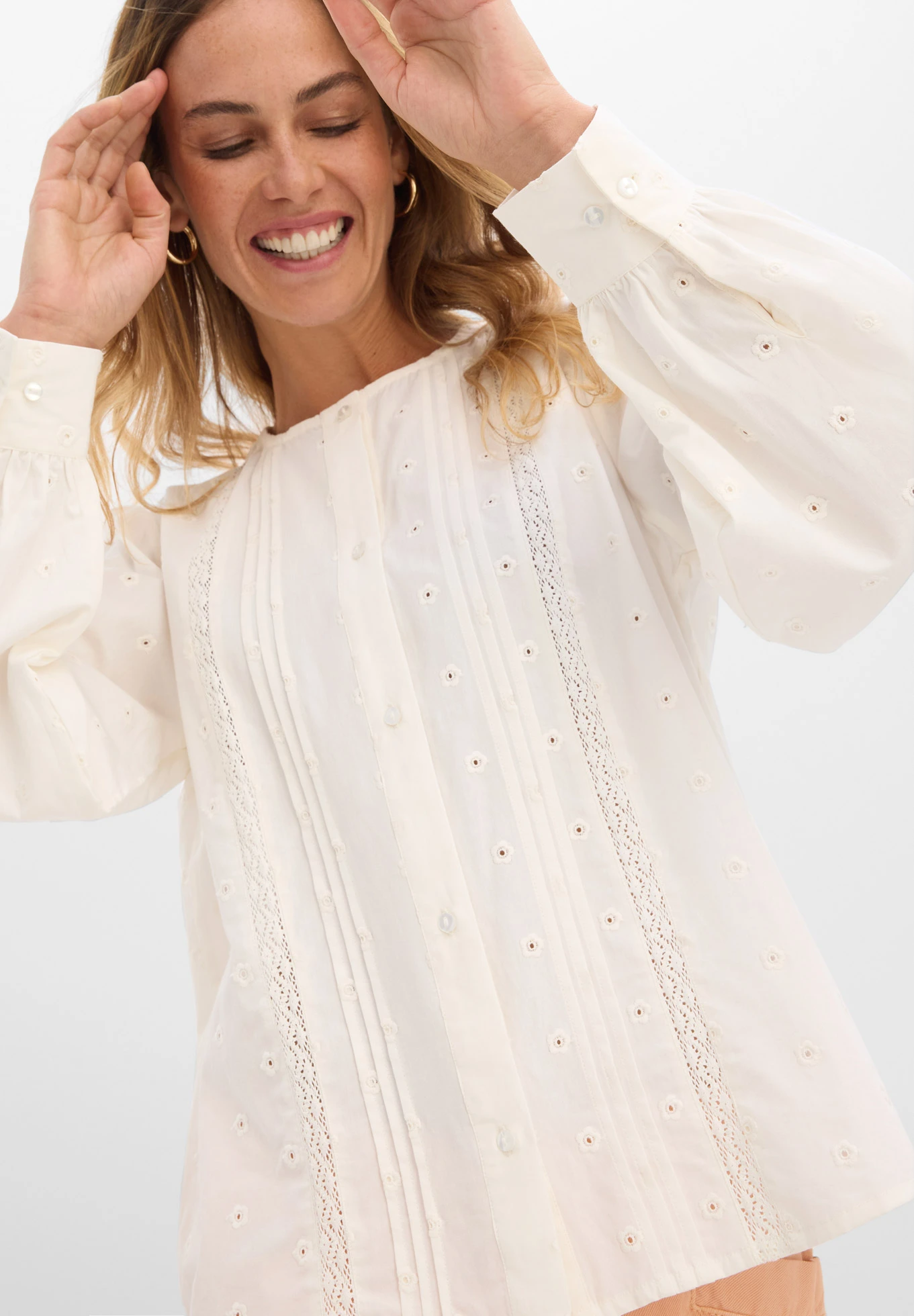 Blouse van stevige popeline • wolwit • bonprix online shop