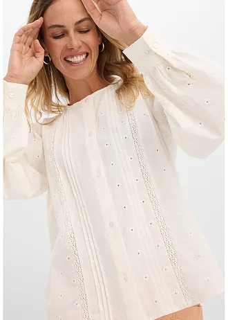 Chemisier en popeline solide • ecru • Boutique bonprix