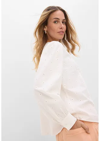 Blouse van stevige popeline • wolwit • bonprix online shop