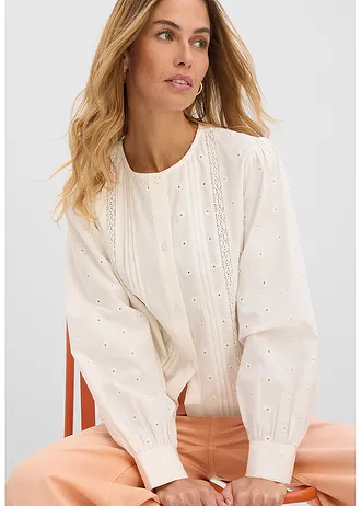 Blouse van stevige popeline • wolwit • bonprix online shop