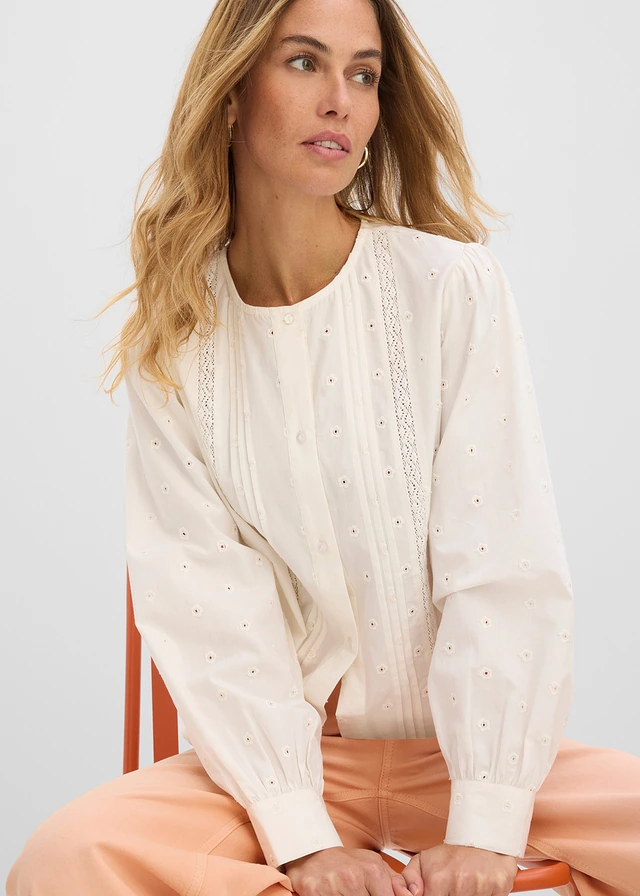 Blouse van stevige popeline • wolwit • product-page.page-title-suffix