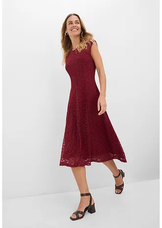 Robe évasée en dentelle • rouge rubis • Boutique bonprix