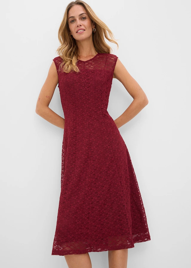 Robe évasée en dentelle • rouge rubis • product-page.page-title-suffix