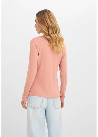 Longsleeve van een zachte viscose-mix • poederbruin • bonprix online shop