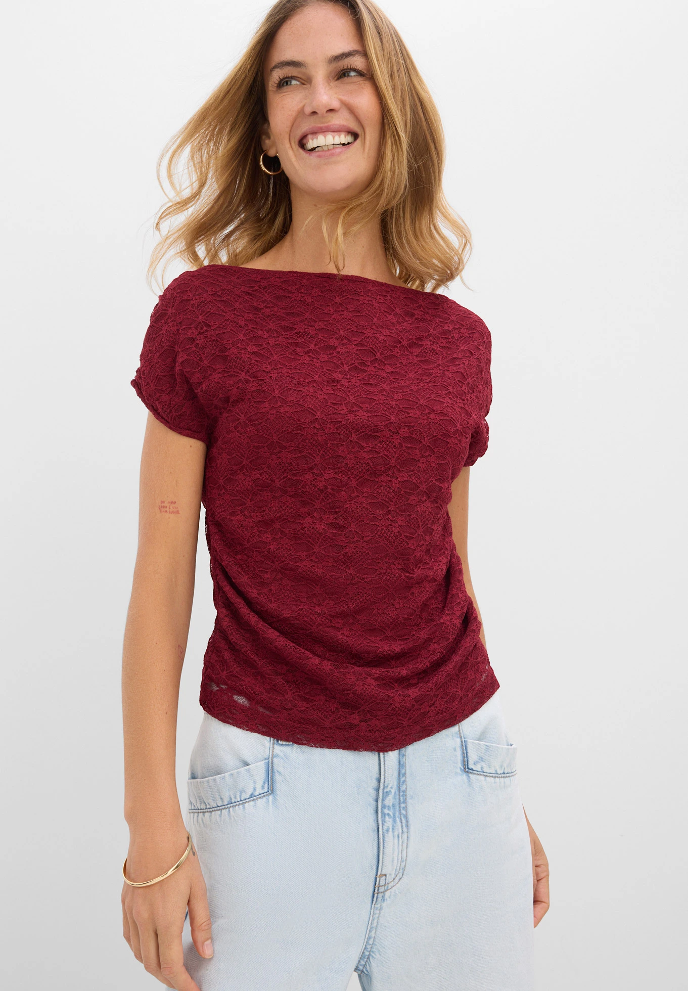 Kanten shirt • robijnrood • bonprix online shop