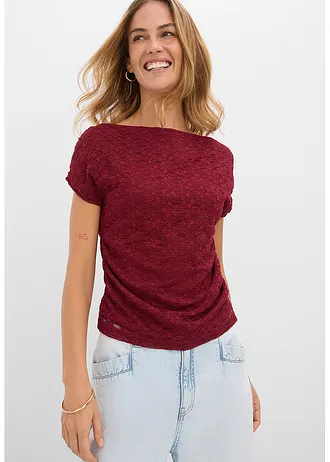 T-shirt à dentelle, Couleur: rouge rubis
