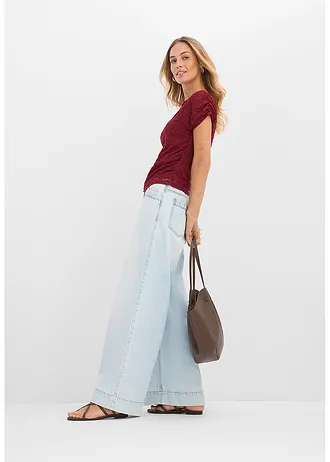 T-shirt à dentelle, Couleur: rouge rubis