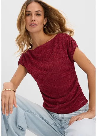 Kanten shirt • robijnrood • bonprix online shop