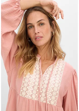 Rochie midi din amestec moale cu viscoză • maro pudrat-crem natur • magazin bonprix