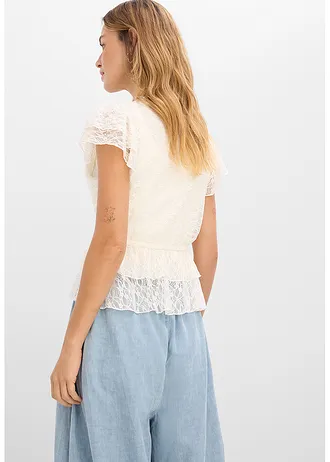 Kanten shirt, Kleur: wolwit