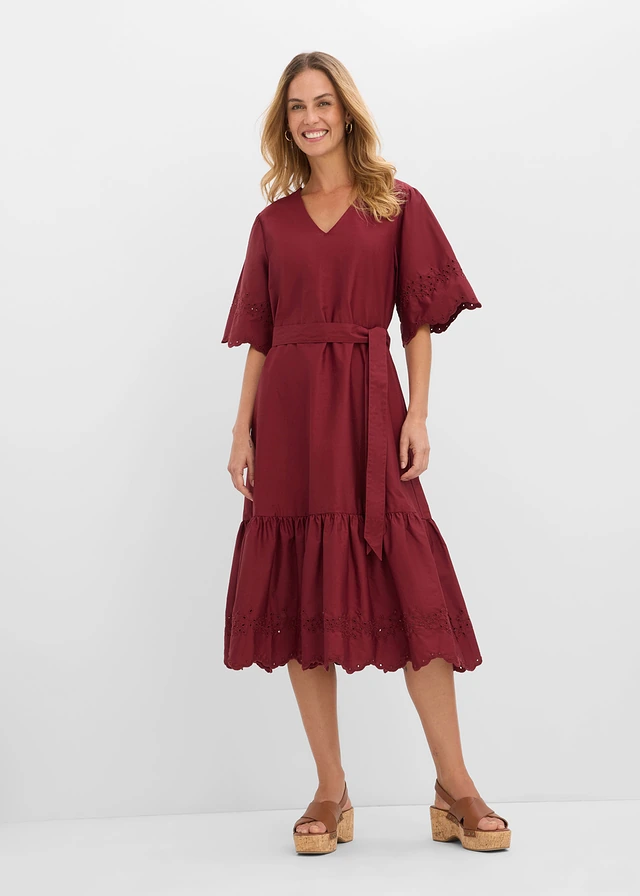 Midi jurk van puur katoen • robijnrood • product-page.page-title-suffix