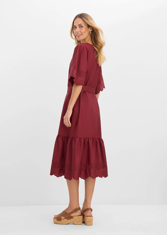 Midi jurk van puur katoen • robijnrood • product-page.page-title-suffix